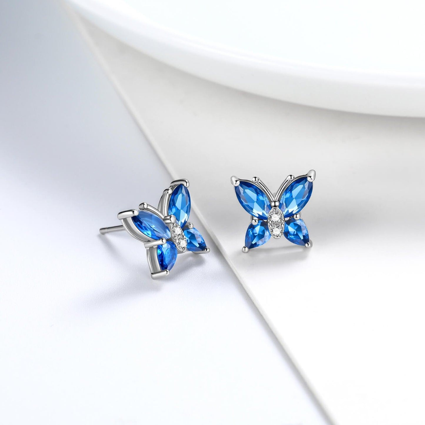 Tokyo Mart Women Stud Earrings Butterfly Birthstone September Sapphire Girls Jewelry Birthday Gift