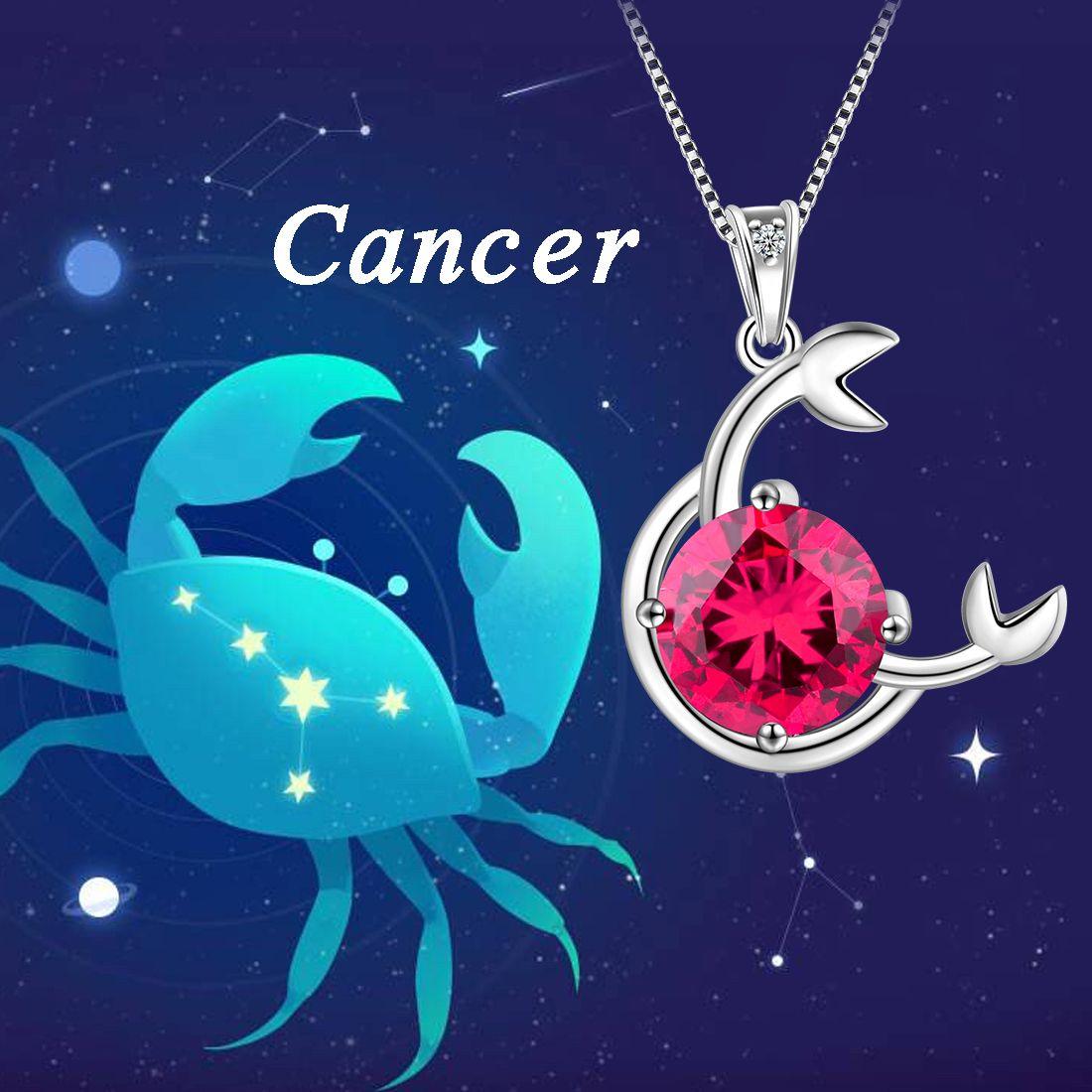 Tokyo Mart Zodiac Cancer Necklace July Birthstone Pendant Women Girls Jewelry Birthday Gift Women Girls Jewelry Birthday Gift