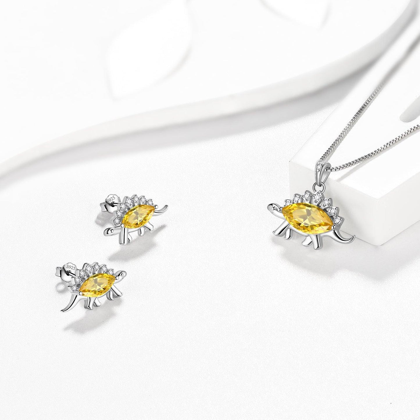Tokyo Mart Stegosaurus Dinosaur Jewelry Set Earrings Necklace Women Girls Jewelry Gift