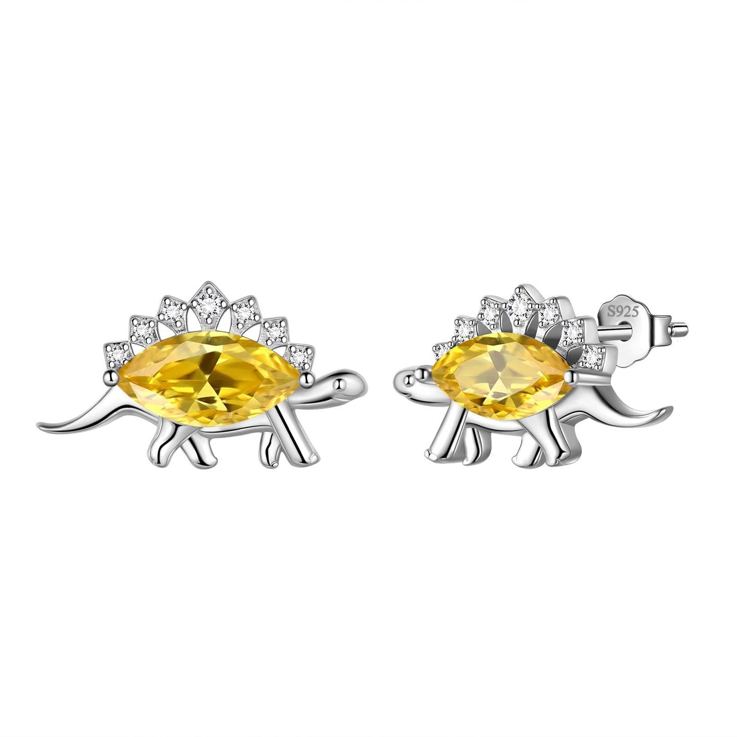Tokyo Mart Stegosaurus Dinosaur Earrings November Citrine Birthstone Women Girls Jewelry Gift