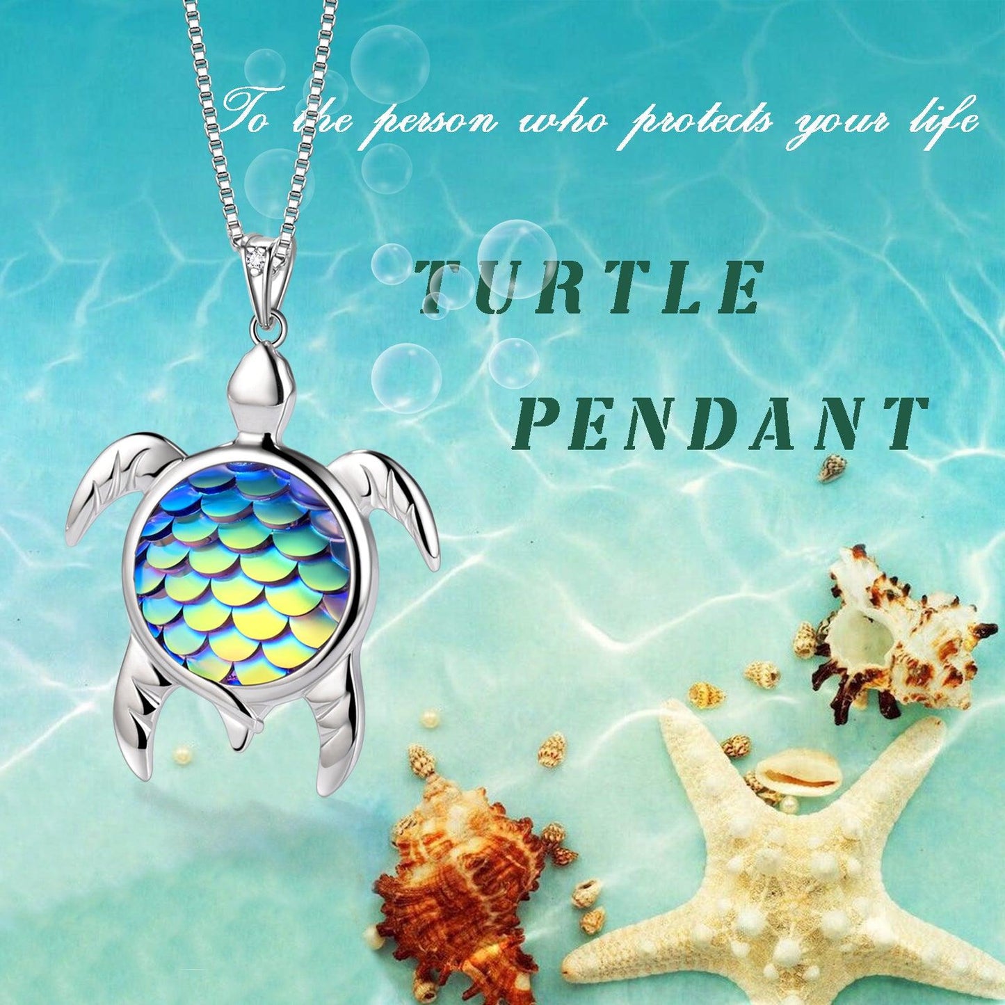 Tokyo Mart Turtle Pendant Charm Necklace Gradient Blue Women Girls Jewelry Birthday Gift
