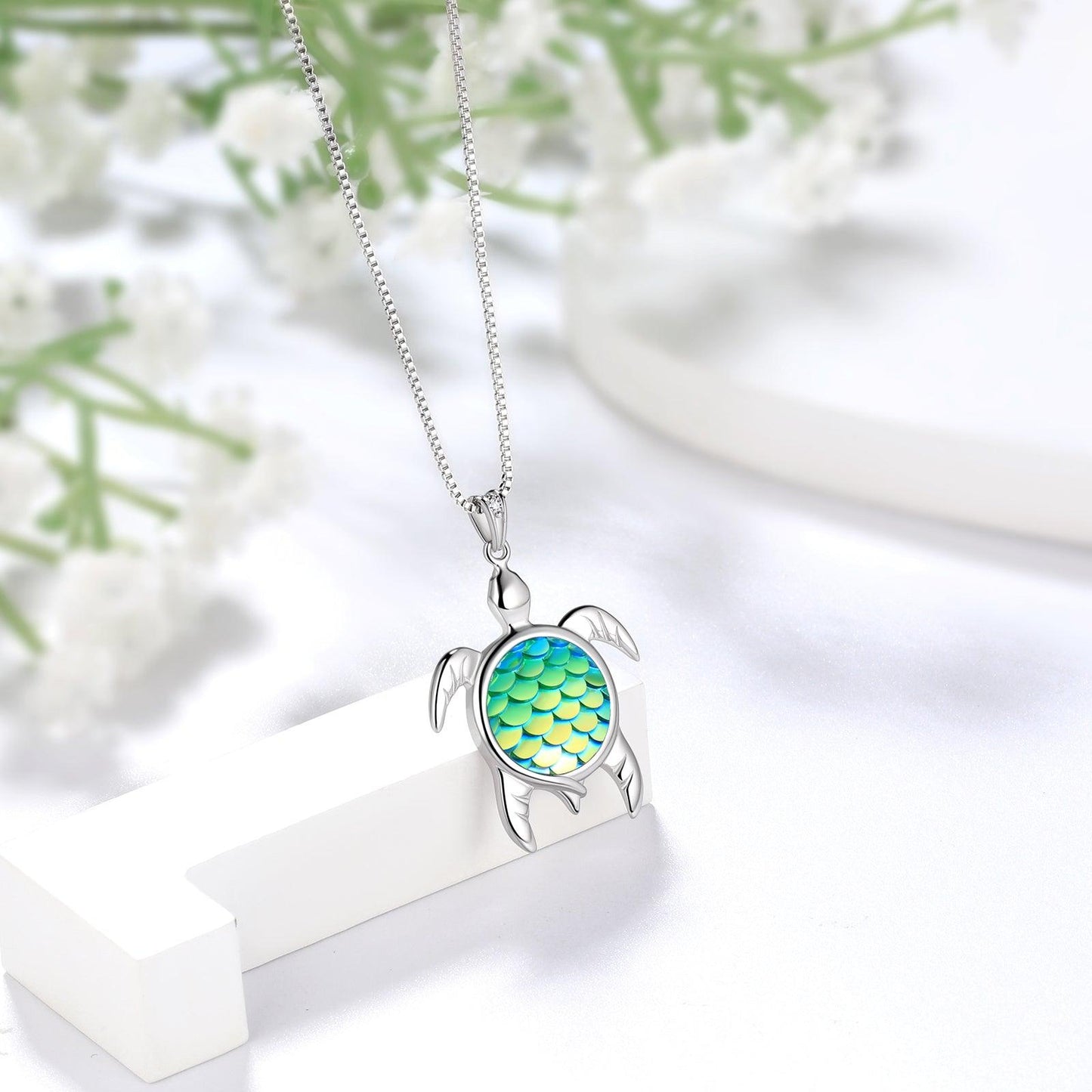 Tokyo Mart Turtle Pendant Charm Necklace Gradient Green Women Girls Jewelry Birthday Gift