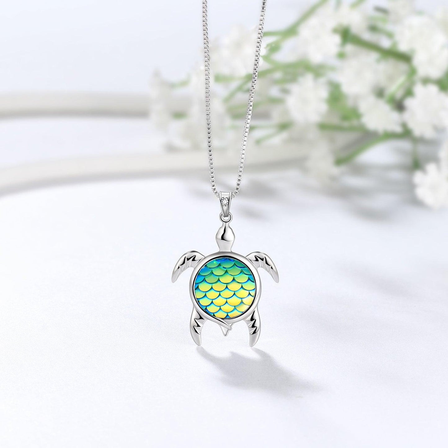 Tokyo Mart Turtle Pendant Charm Necklace Gradient Green Women Girls Jewelry Birthday Gift