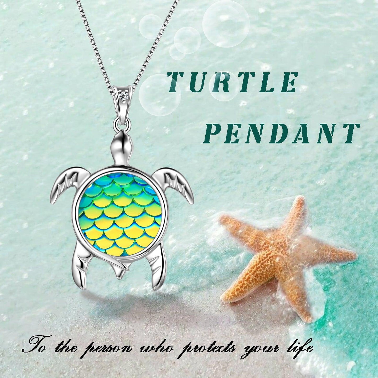 Tokyo Mart Turtle Pendant Charm Necklace Gradient Green Women Girls Jewelry Birthday Gift