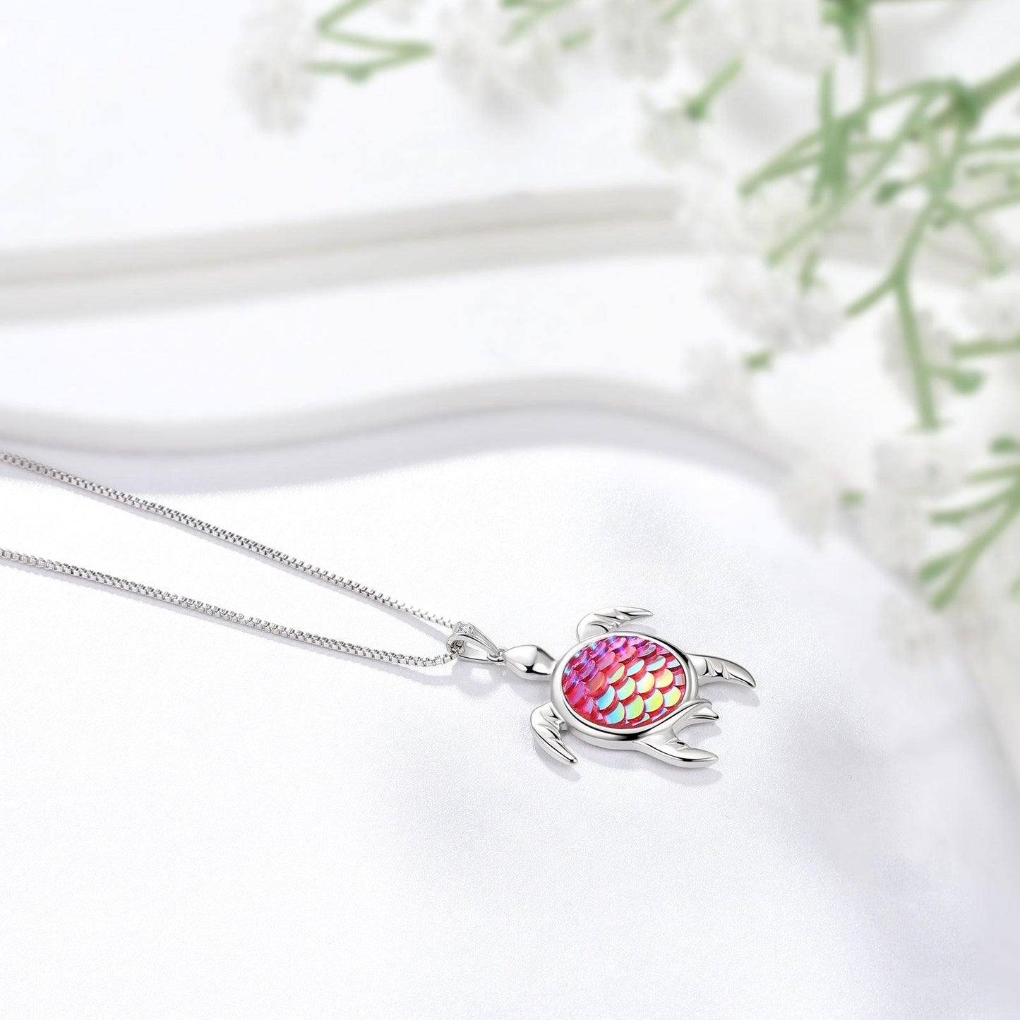 Tokyo Mart Turtle Pendant Charm Necklace Gradient Pink Women Girls Jewelry Birthday Gift