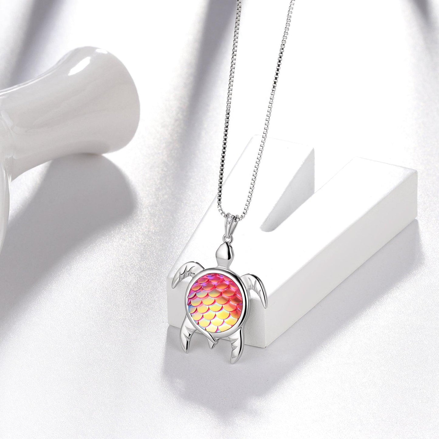 Tokyo Mart Turtle Pendant Charm Necklace Gradient Pink Women Girls Jewelry Birthday Gift