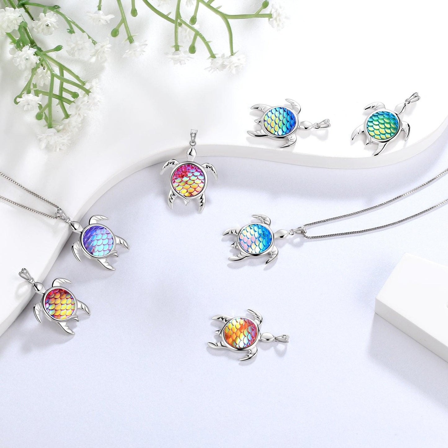 Tokyo Mart Turtle Pendant Charm Necklace Gradient Yellow Women Girls Jewelry Birthday Gift