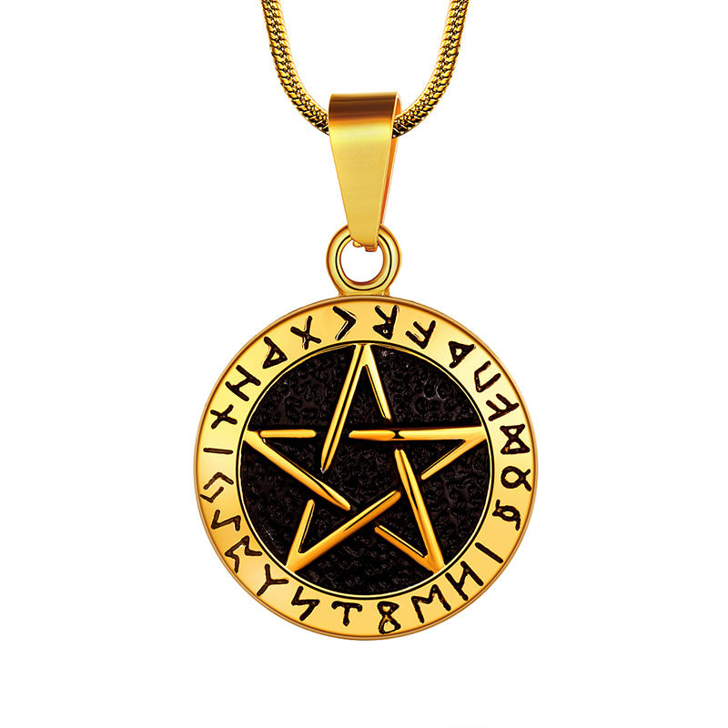 Tokyo Mart Wiccan Men's Pentagram Necklace Brisingamen Pendant Jewelry Stainless Steel