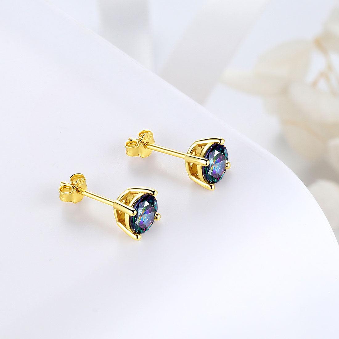 Tokyo Mart Rainbow Mystic Topaz Earrings Stud Women Girls Jewelry Gifts 925 Sterling Silver