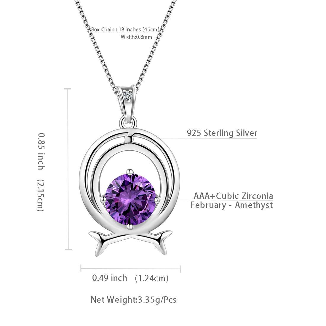 Tokyo Mart Zodiac Pisces Necklace February Birthstone Pendant Women Girls Jewelry Birthday Gift Women Girls Jewelry Birthday Gift
