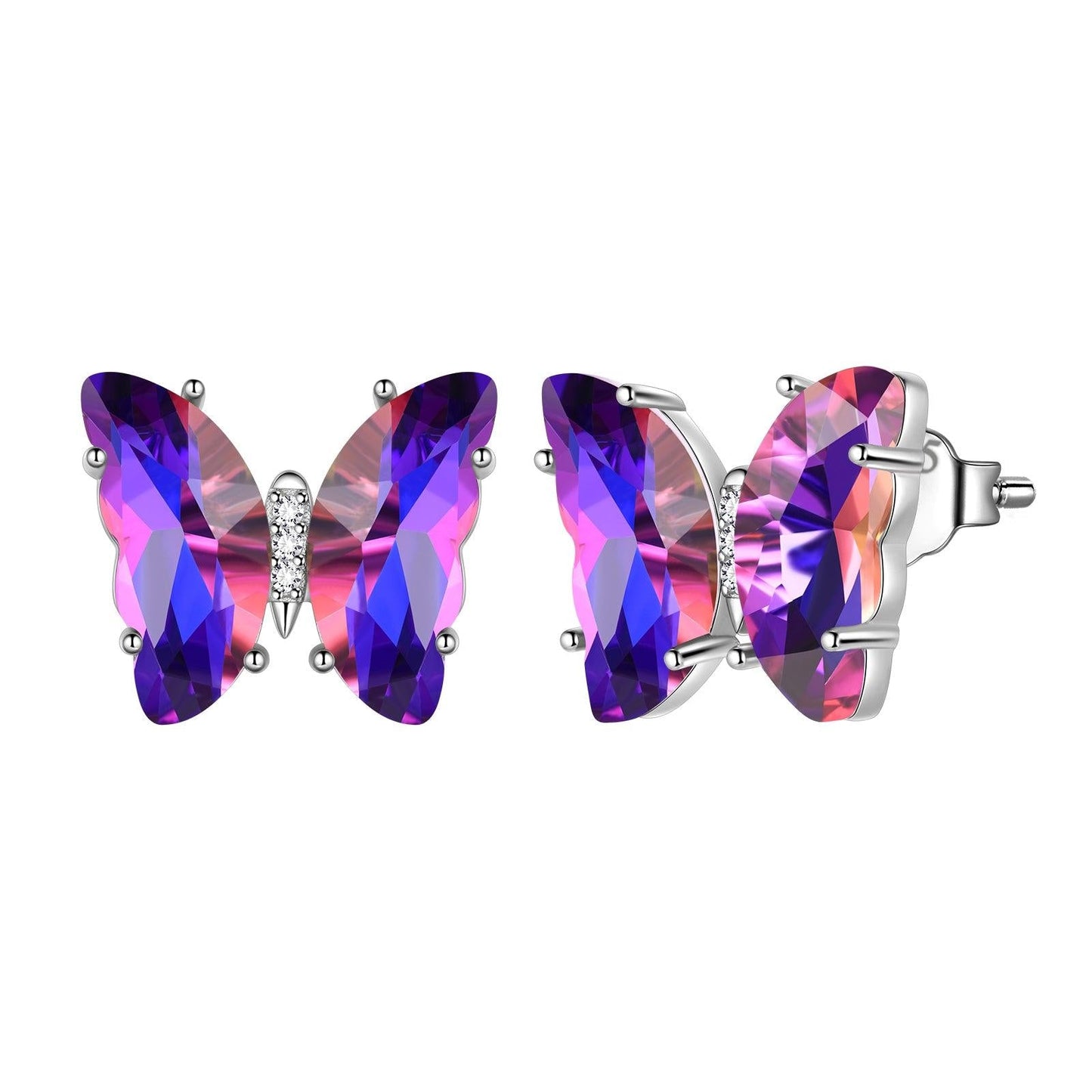 Tokyo Mart Purple Butterfly Earrings February Amethyst Birthstone Women Girls Jewelry Birthday Gift