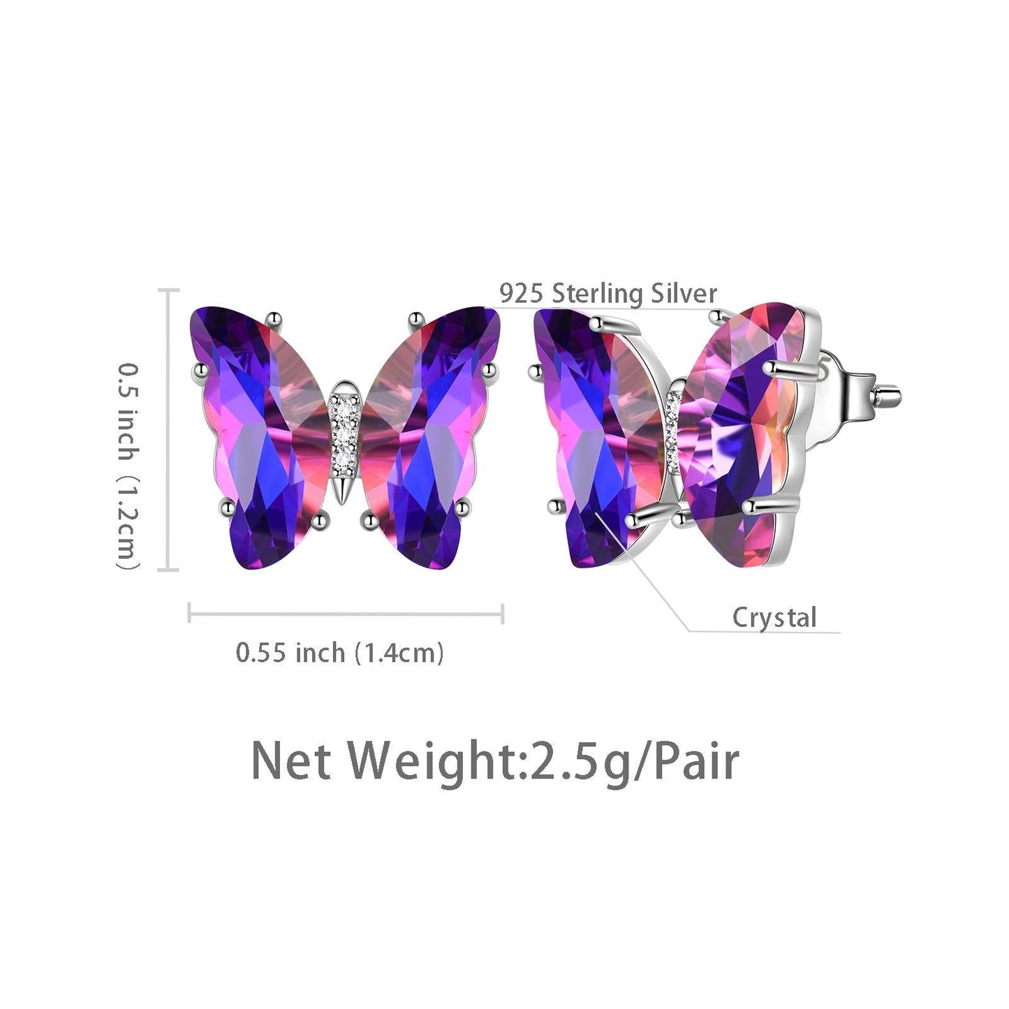 Tokyo Mart Purple Butterfly Earrings February Amethyst Birthstone Women Girls Jewelry Birthday Gift