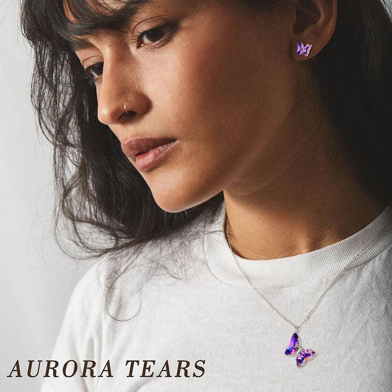 Tokyo Mart Purple Butterfly Jewelry Set 3PCS February Amethyst Birthstone Women Girls Birthday Gifts