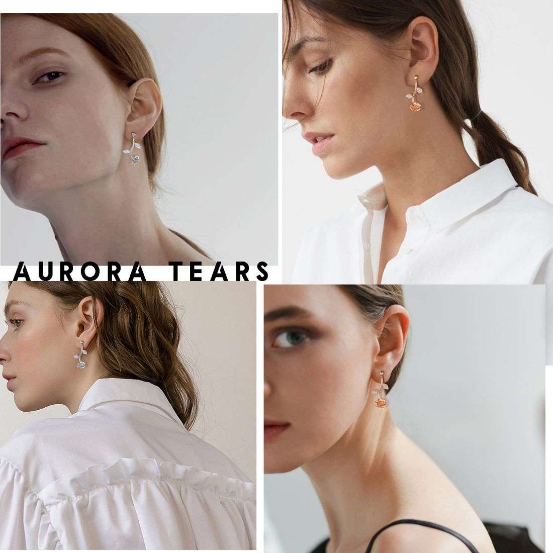 Tokyo Mart Rose Flower Drop Earrings Women Jewelry 925 Sterling Silver Fine Jewelry
