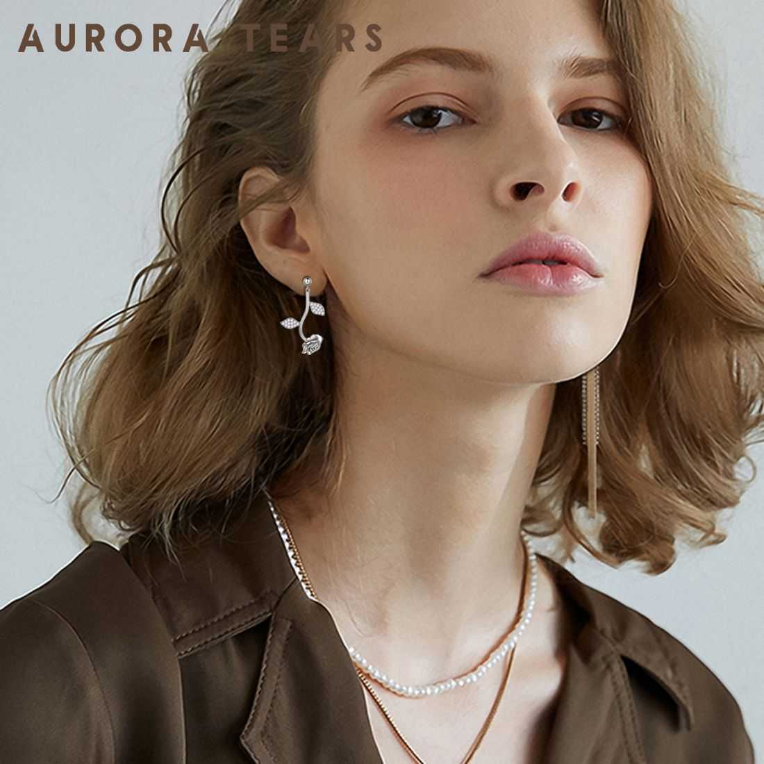 Tokyo Mart Rose Flower Drop Earrings Women Jewelry 925 Sterling Silver Fine Jewelry