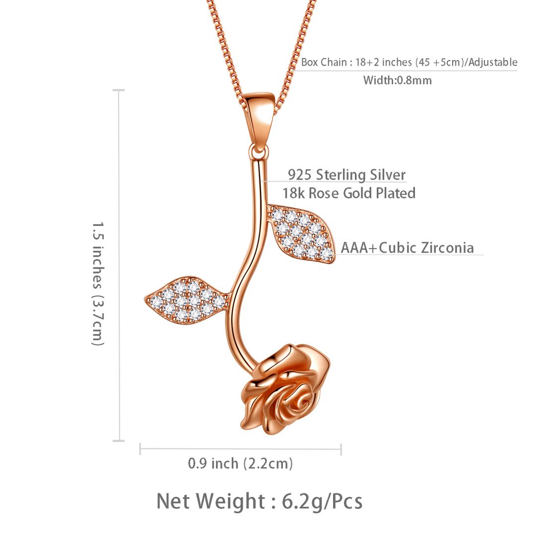 Tokyo Mart Rose Flower Necklace Pendant Women Jewelry 925 Sterling Silver Fine Jewelry