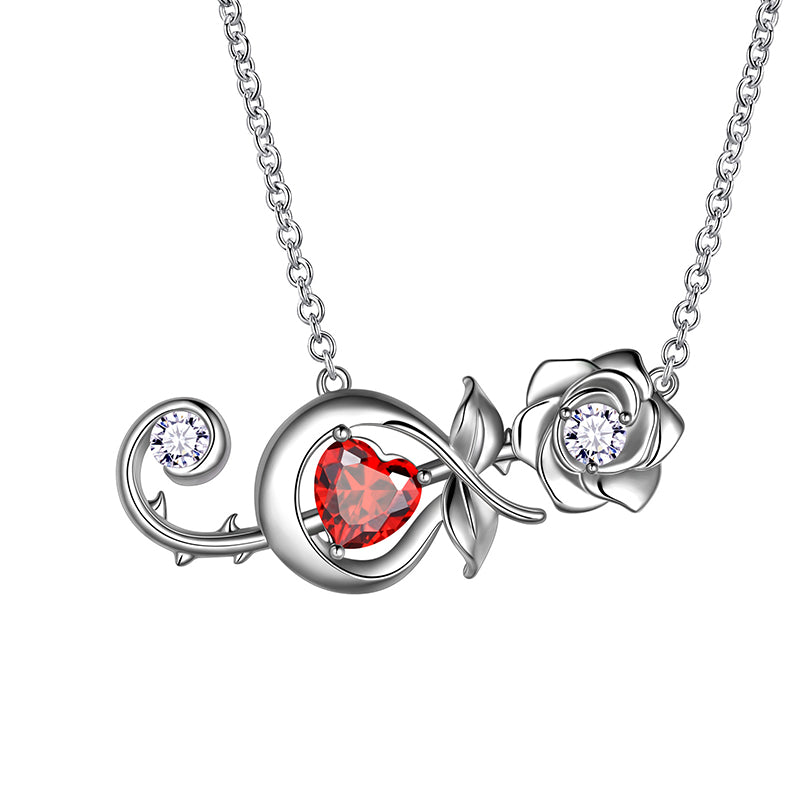 Tokyo Mart Rose Heart Necklace Women Girls Jewelry 3D Rose Flower Pendant Musical Note Necklace Birthday Valentine's Day Gifts