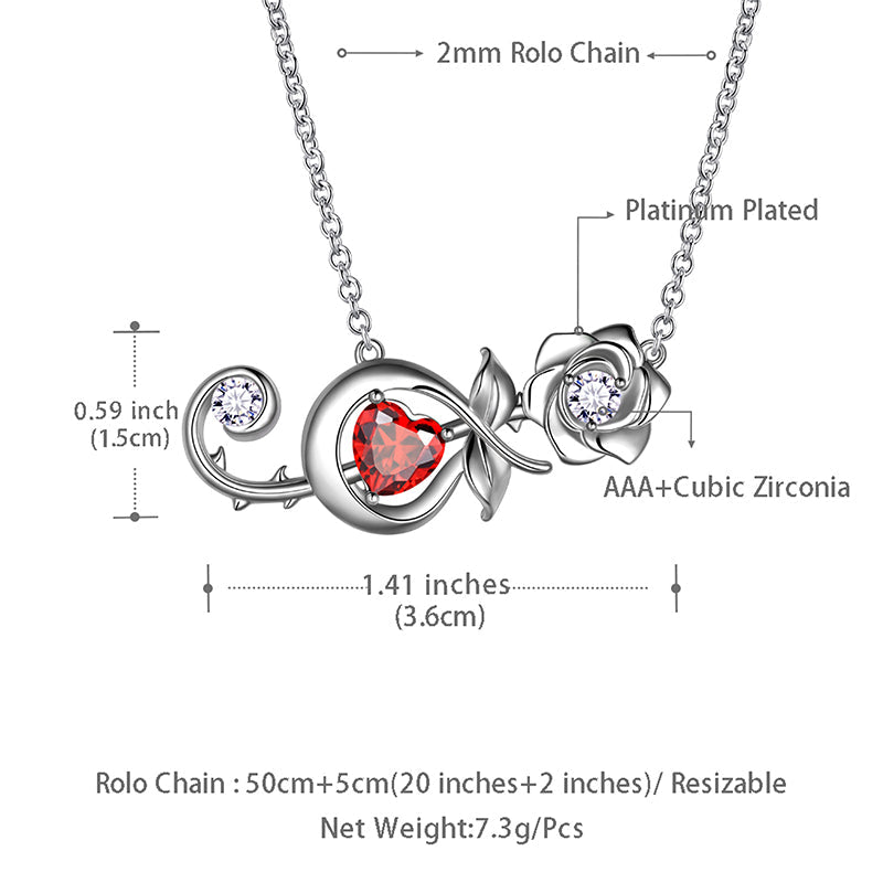 Tokyo Mart Rose Heart Necklace Women Girls Jewelry 3D Rose Flower Pendant Musical Note Necklace Birthday Valentine's Day Gifts