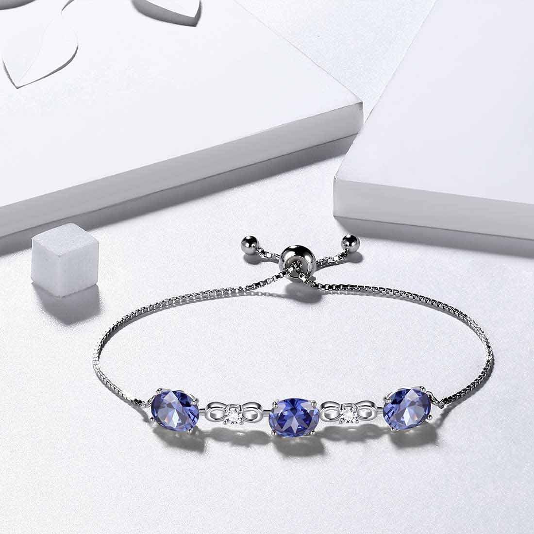Tokyo Mart Round Birthstone December Tanzanite Bracelet Women Girls Jewelry Birthday Gift Sterling Silver