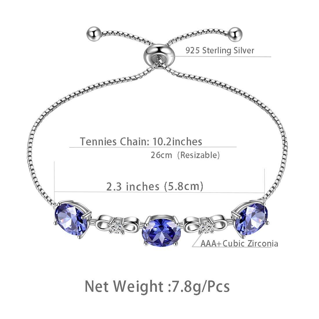Tokyo Mart Round Birthstone December Tanzanite Bracelet Women Girls Jewelry Birthday Gift Sterling Silver