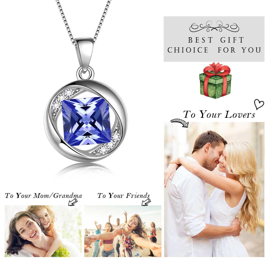 Tokyo Mart Round Birthstone December Tanzanite Necklace Pendant Women Girls Jewelry Birthday Gift