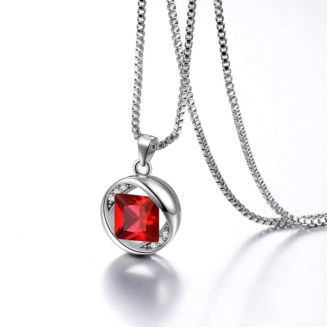 Tokyo Mart Round Birthstone January Garnet Necklace Pendant Women Girls Jewelry Birthday Gift