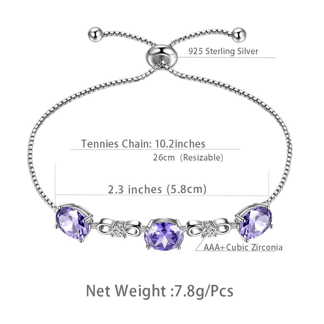 Tokyo Mart Round Birthstone June Alexandrite Bracelet Women Girls Jewelry Birthday Gift Sterling Silver