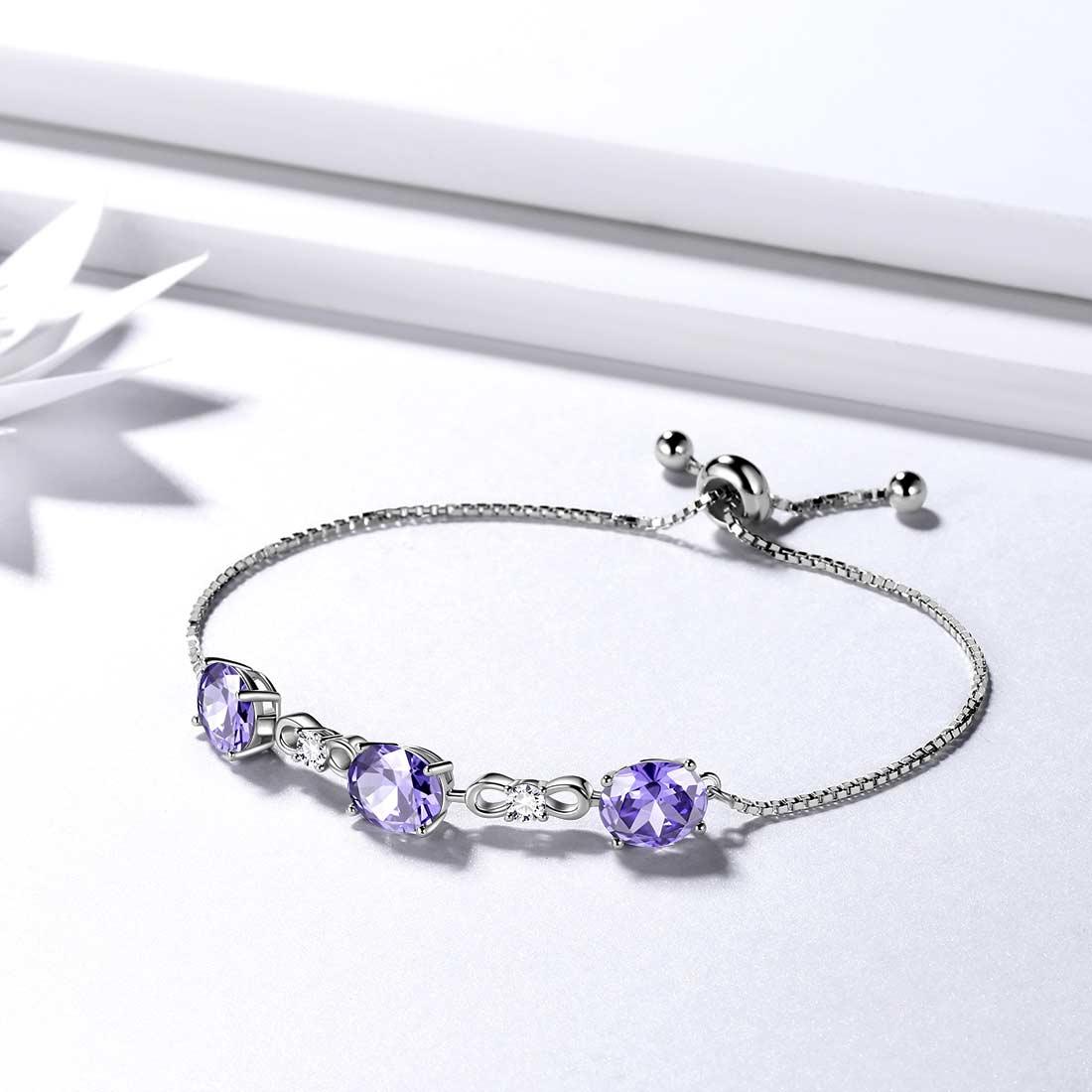Tokyo Mart Round Birthstone June Alexandrite Bracelet Women Girls Jewelry Birthday Gift Sterling Silver