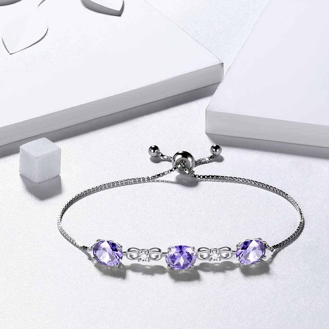 Tokyo Mart Round Birthstone June Alexandrite Bracelet Women Girls Jewelry Birthday Gift Sterling Silver