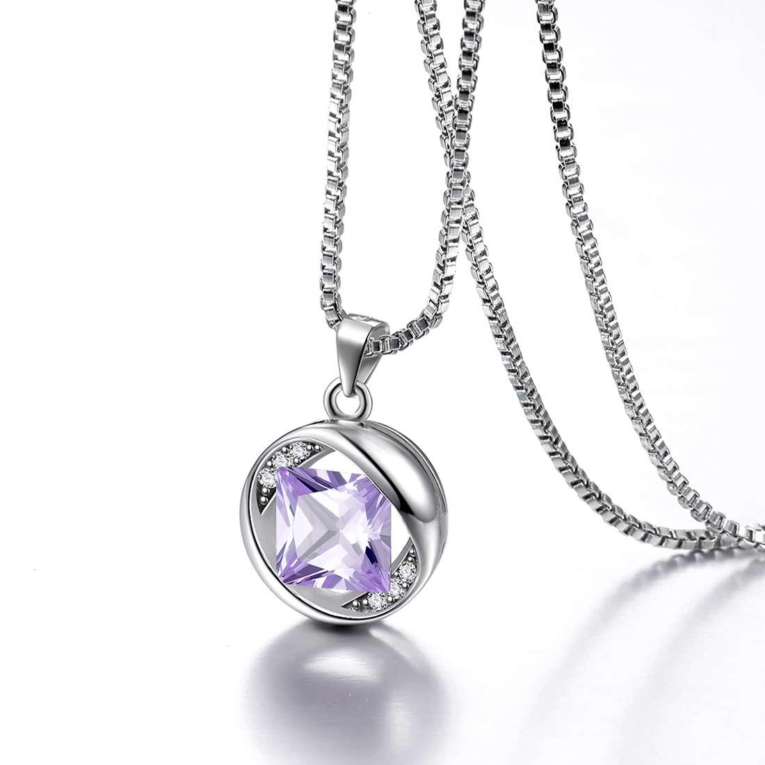 Tokyo Mart Round Birthstone June Alexandrite Necklace Pendant Women Girls Jewelry Birthday Gift
