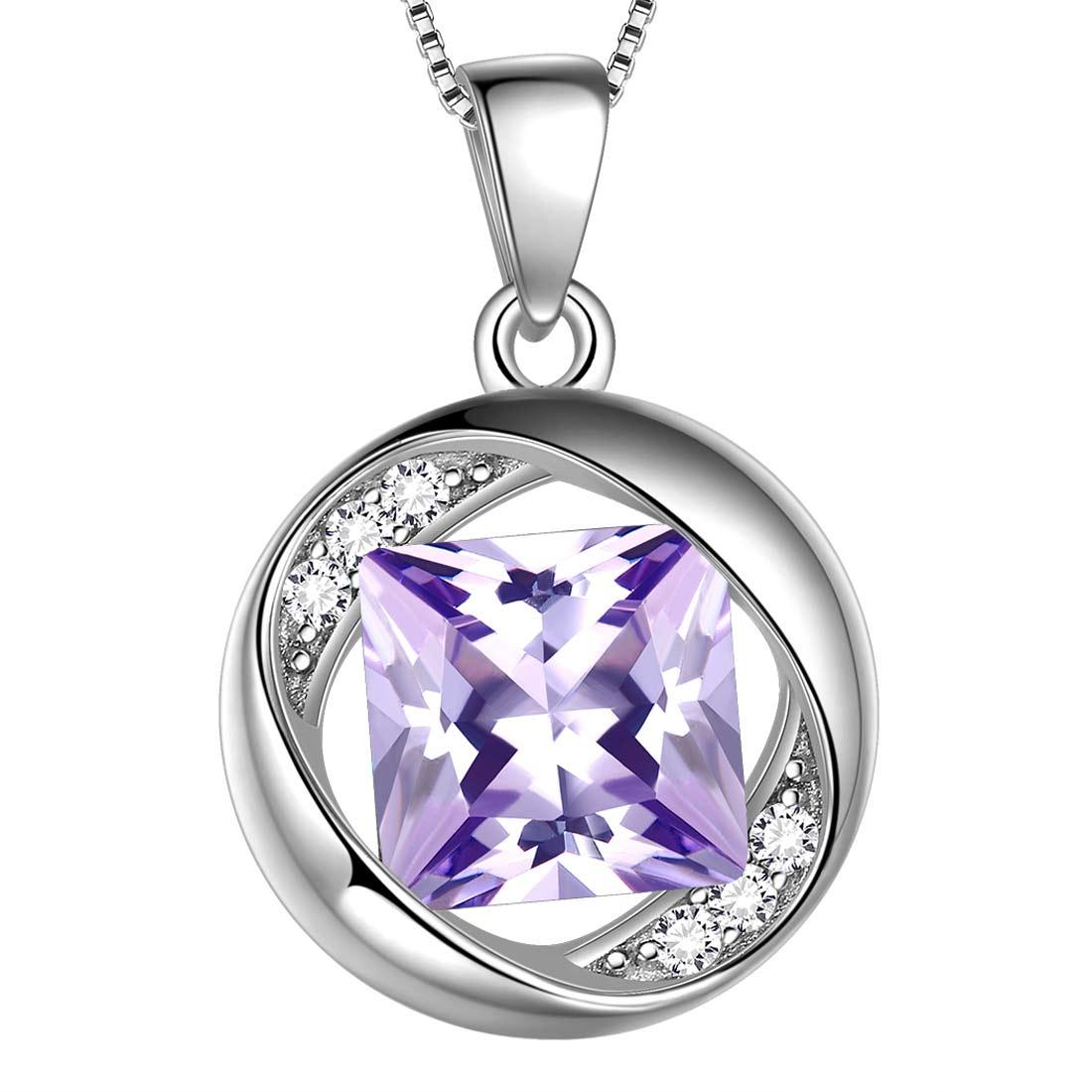 Tokyo Mart Round Birthstone June Alexandrite Necklace Pendant Women Girls Jewelry Birthday Gift