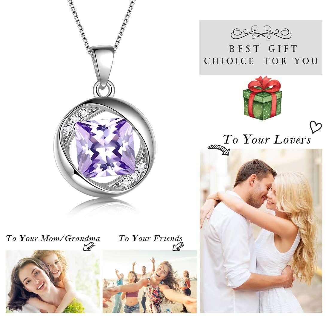 Tokyo Mart Round Birthstone June Alexandrite Necklace Pendant Women Girls Jewelry Birthday Gift