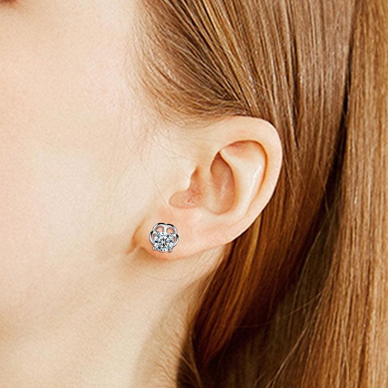 Tokyo Mart Round Moissanite Stud Earrings Women Girls Jewelry 925 Sterling Silver