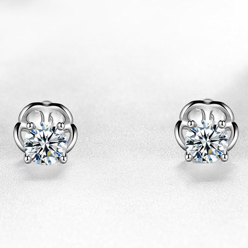 Tokyo Mart Round Moissanite Stud Earrings Women Girls Jewelry 925 Sterling Silver