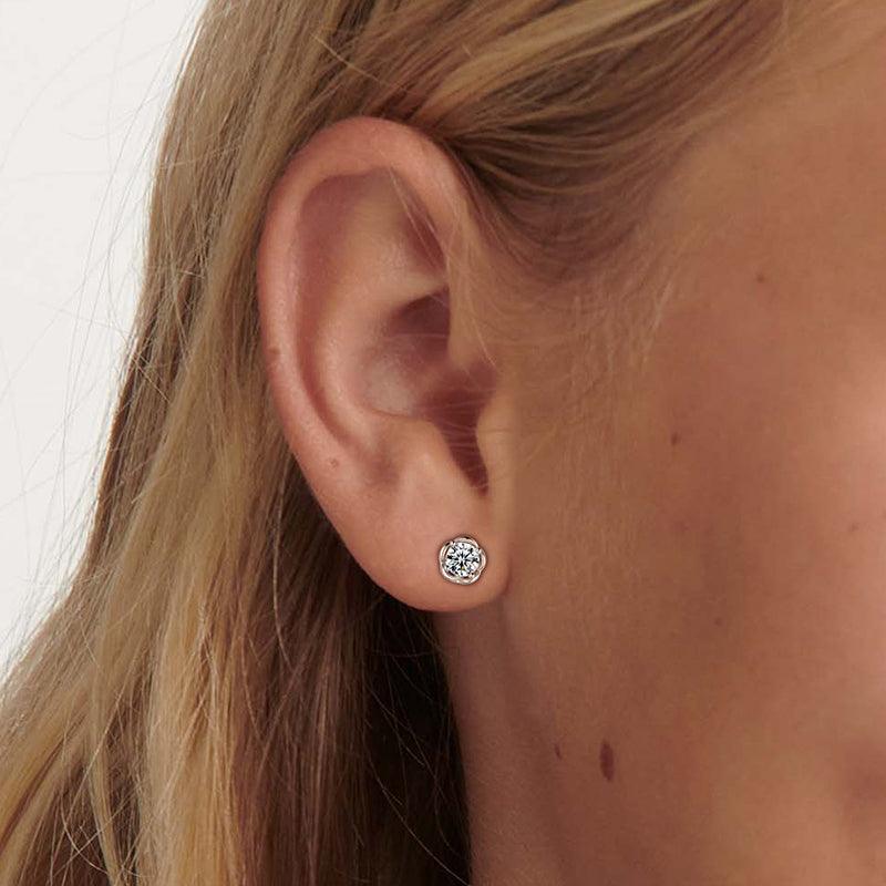Tokyo Mart Round Moissanite Stud Earrings Women Girls Jewelry 925 Sterling Silver