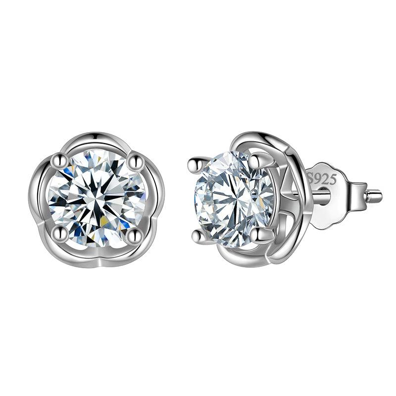 Tokyo Mart Round Moissanite Stud Earrings Women Girls Jewelry 925 Sterling Silver