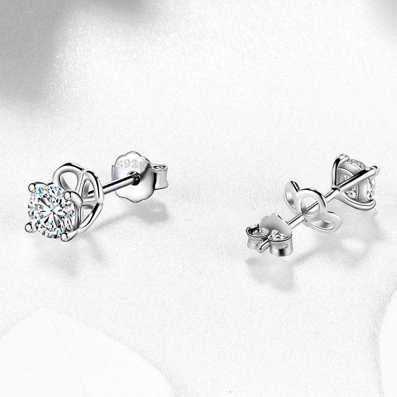 Tokyo Mart Round Moissanite Stud Earrings Women Girls Jewelry 925 Sterling Silver