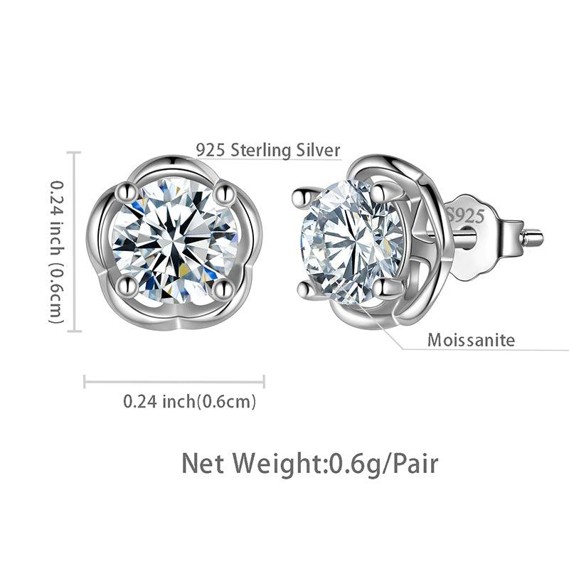 Tokyo Mart Round Moissanite Stud Earrings Women Girls Jewelry 925 Sterling Silver