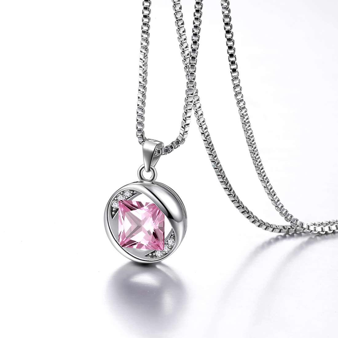 Tokyo Mart Round Birthstone October Tourmaline Necklace Pendant Women Girls Jewelry Birthday Gift