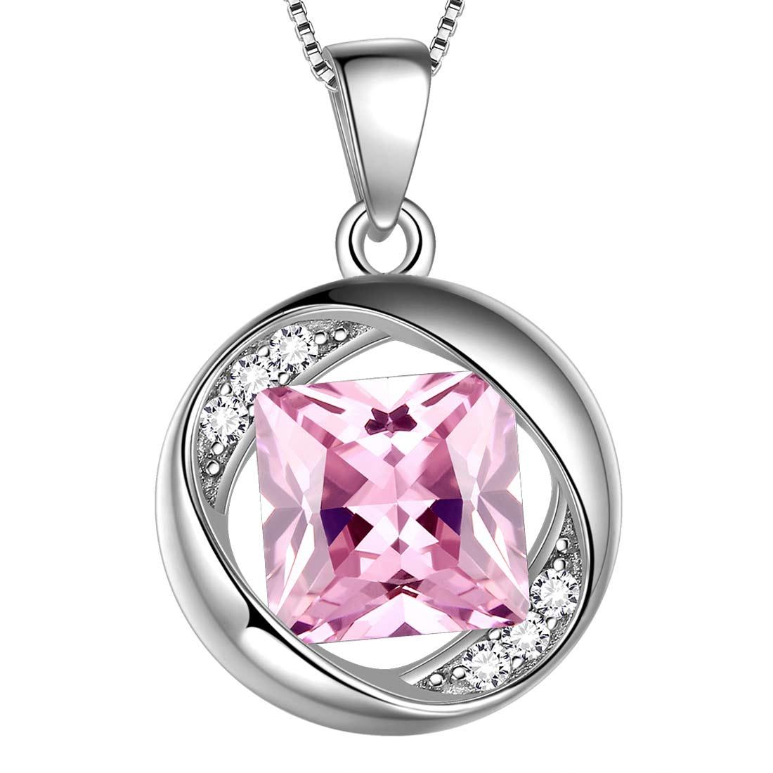 Tokyo Mart Round Birthstone October Tourmaline Necklace Pendant Women Girls Jewelry Birthday Gift