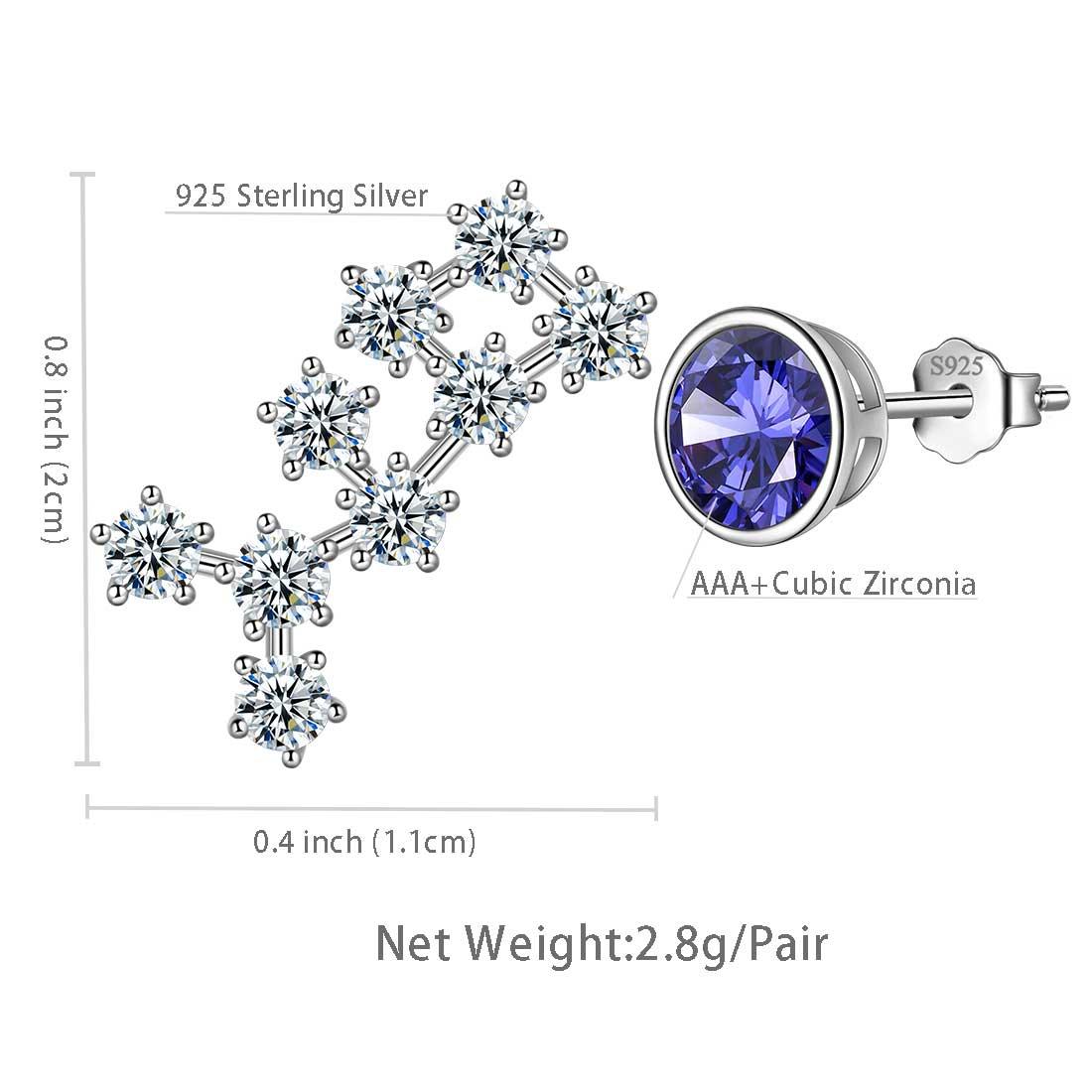 Tokyo Mart Sagittarius Earrings December Birthstone Zodiac Studs Women Girls Jewelry Birthday Gift