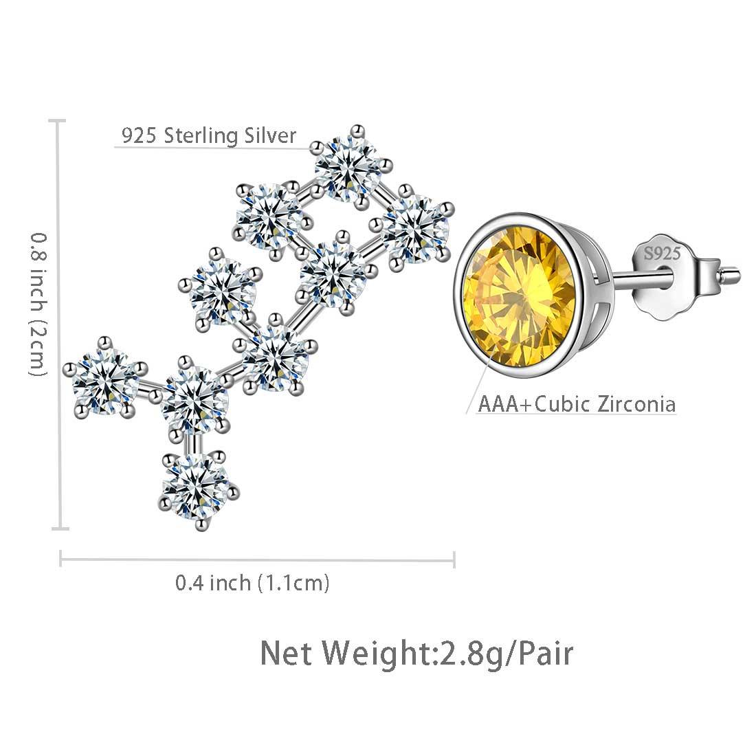 Tokyo Mart Sagittarius Earrings November Birthstone Zodiac Studs Women Girls Jewelry Birthday Gift