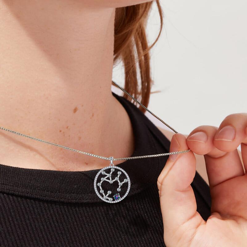 Tokyo Mart Sagittarius Zodiac Necklace Pendant Women Girls Jewelry Birthday Gift Mystic Topaz 925 Silver