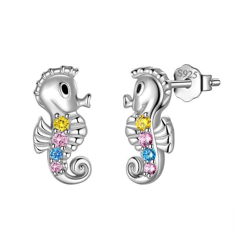 Tokyo Mart Seahorse Mini Animal Studs Earrings Jewelry Women Girls Gift 925 Sterling Silver