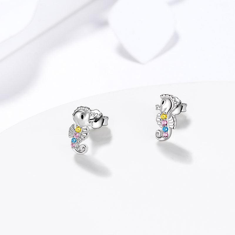 Tokyo Mart Seahorse Mini Animal Studs Earrings Jewelry Women Girls Gift 925 Sterling Silver