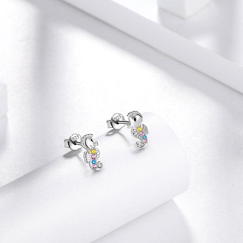 Tokyo Mart Seahorse Mini Animal Studs Earrings Jewelry Women Girls Gift 925 Sterling Silver