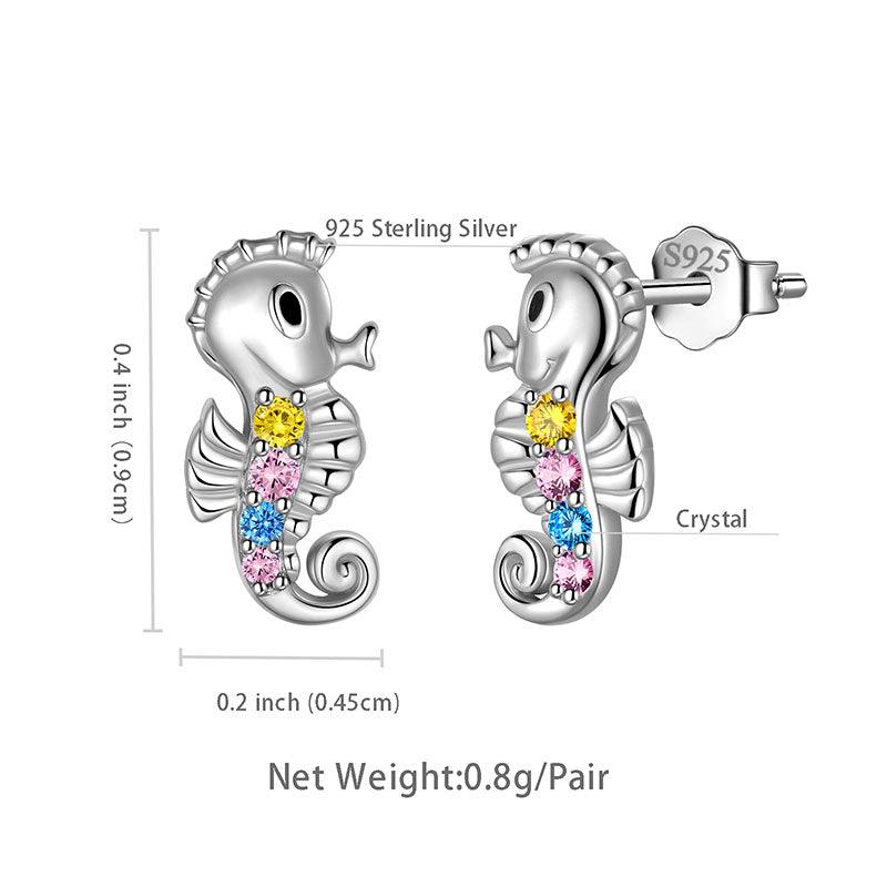 Tokyo Mart Seahorse Mini Animal Studs Earrings Jewelry Women Girls Gift 925 Sterling Silver