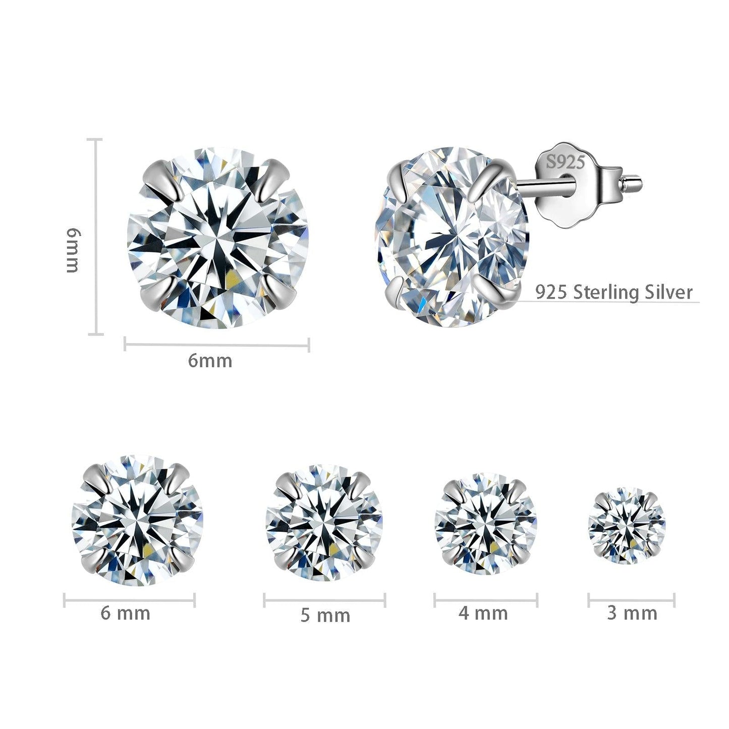 Tokyo Mart Tiny Round Solitaire Stud Earrings Set Women Girls Jewelry Gift