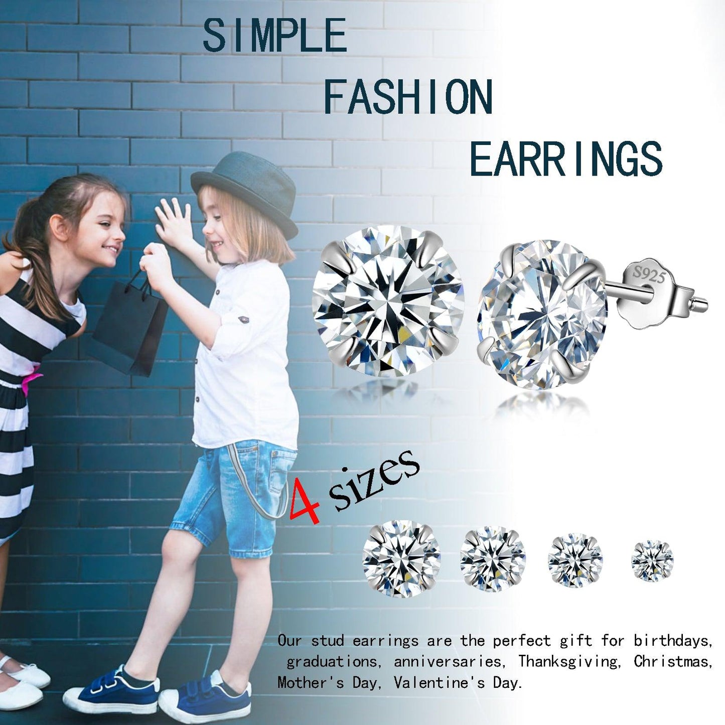 Tokyo Mart Tiny Round Solitaire Stud Earrings Set Women Girls Jewelry Gift