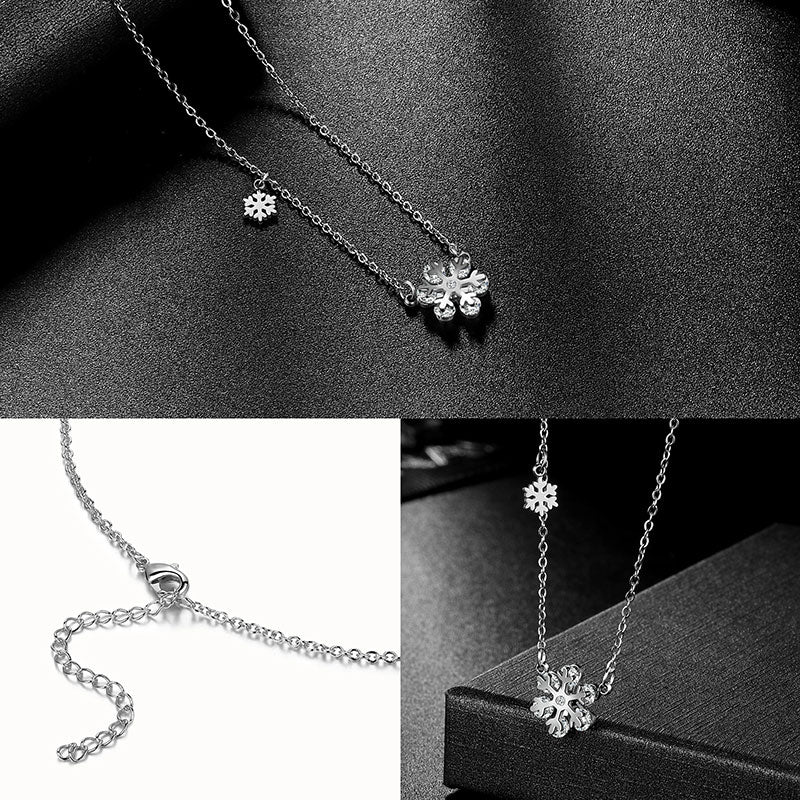 Tokyo Mart Snowflake Necklace for Women Girls Christmas Gift Jewelry Stainless Steel